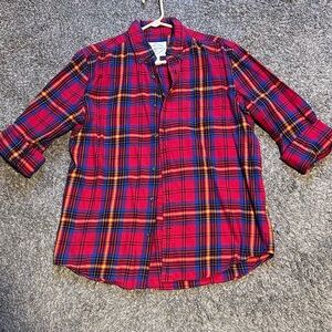 St. John's Bay Red and Blue Plaid Casual Shirt